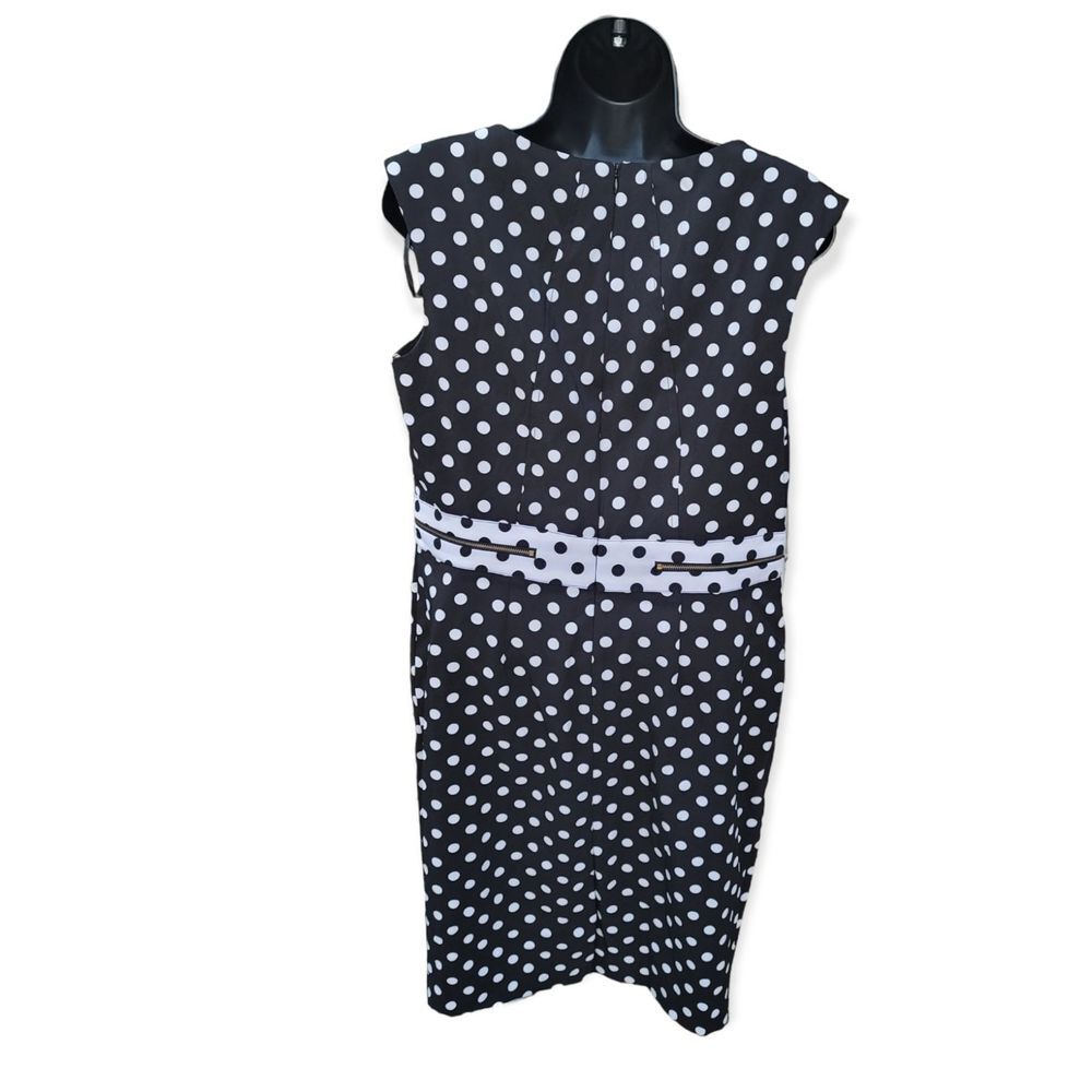 Emma Michele Polka-dot Sheath Midi Black & White Size 8 - Picture 4 of 4